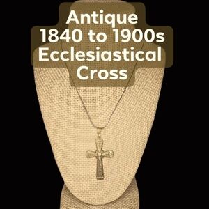 Antique 1840 to early 1900s Ecclesiastical Early Victorian Era Cross Pendant